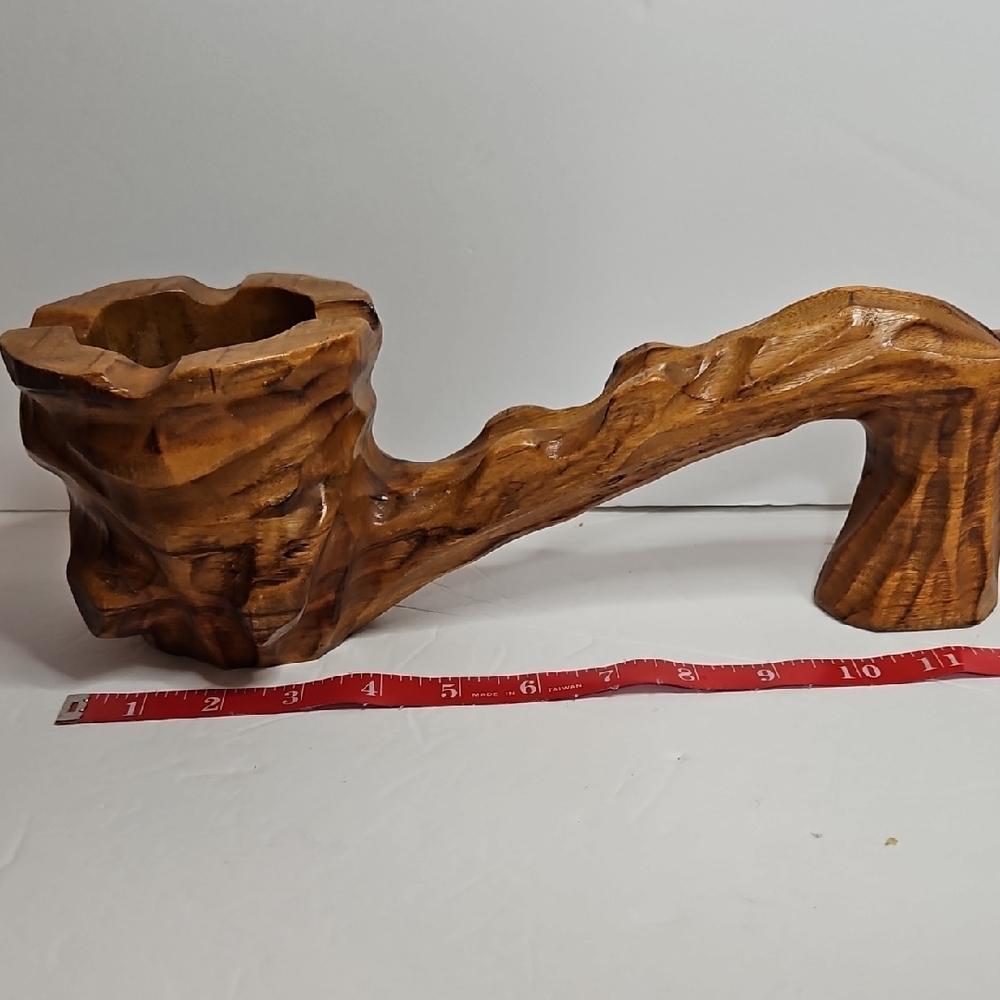 Vintage Carved Ashtrey Wood MCM